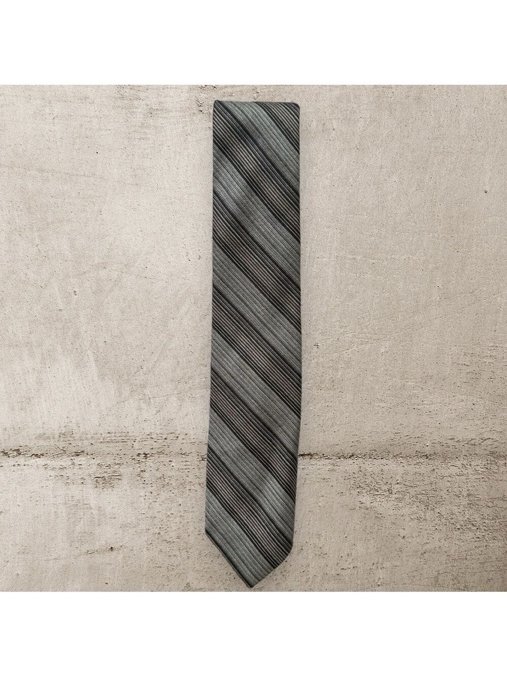 Vintage Christian Dior Monsieur necktie gray brown diagonal stripe